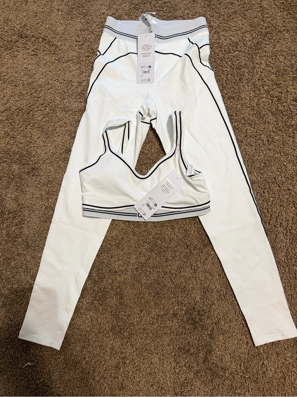 Alo white Active Leggings with Contrasting Trim